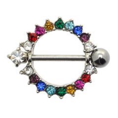 Red Jeweled Surgical Steel Nipple Rounder: Radiant Style, Sensual Appeal