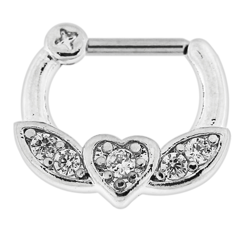 Best Prices for Micro Paved CZ Flying Heart Septum Clicker P